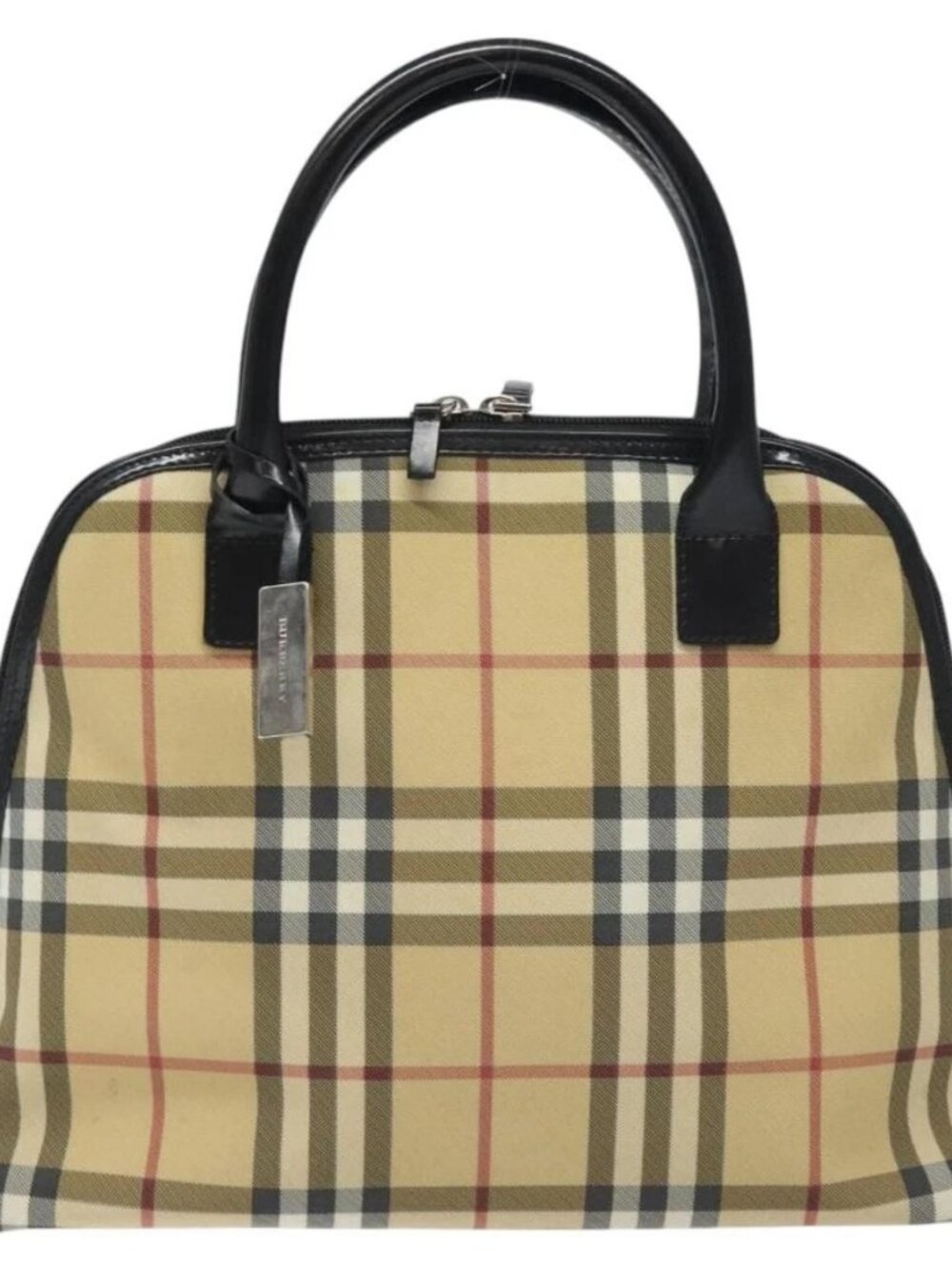 BURBERRY Nova Check Hand Bag PVC Beige Silver Auth 127268 - Picture 2 of 16